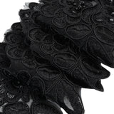 Yaya Han Corded Embroidered Lace Trim with Sequins and Beading - Black Fantasy Flowers, 3.5" - Cosplay Collection