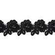 Yaya Han Corded Embroidered Lace Trim with Sequins and Beading - Black Fantasy Flowers, 3.5" - Cosplay Collection