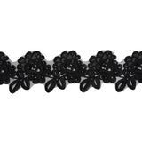 Yaya Han Corded Embroidered Lace Trim with Sequins and Beading - Black Fantasy Flowers, 3.5" - Cosplay Collection