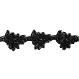 Yaya Han Beaded and Sequins Trim with 3D Roses - Black Floral, 2.5" - Cosplay Collection
