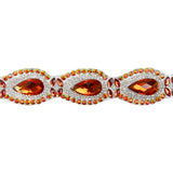 Yaya Han Iron-On Princess Crystal Rhinestone Trim - Iridescent Red Outlined Teardrops, 1.375" - Cosplay Collection