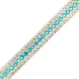 Yaya Han Iron-On Princess Crystal Rhinestone Trim - Iridescent Pink, Blue and Green 3 Rows, 0.63" - Cosplay Collection