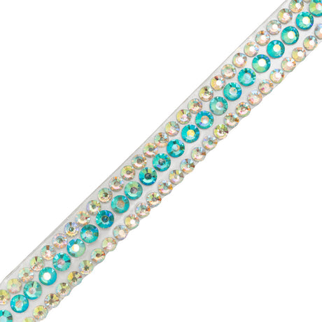 Yaya Han Iron-On Princess Crystal Rhinestone Trim - Iridescent Pink, Blue and Green 3 Rows, 0.63" - Cosplay Collection