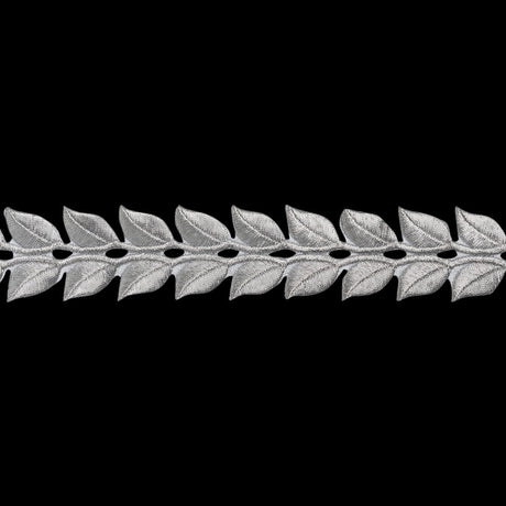Yaya Han Iron-On Metallic Embroidered Trim - Silver Roman Leaves, 1.25" - Cosplay Collection