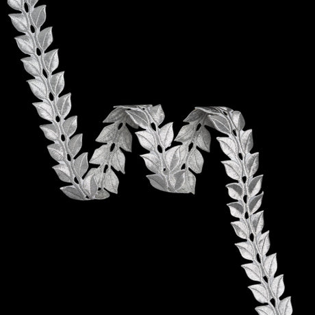 Yaya Han Iron-On Metallic Embroidered Trim - Silver Roman Leaves, 1.25" - Cosplay Collection