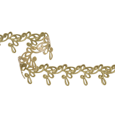Yaya Han Iron-On Metallic Embroidered Trim - Gold Milan Swirl, 2.25" - Cosplay Collection