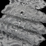 Yaya Han Metallic Corded and Beaded Embroidered Lace Trim - Silver Fae Floral Scallops, 5" - Cosplay Collection