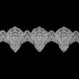 Yaya Han Metallic Corded and Beaded Embroidered Lace Trim - Silver Fae Floral Scallops, 5" - Cosplay Collection