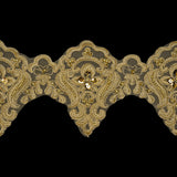 Yaya Han Metallic Corded and Beaded Embroidered Lace Trim - Gold Fae Floral Scallops, 5" - Cosplay Collection