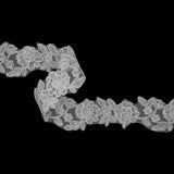 Yaya Han Metallic Corded Embroidered Lace Trim - Silver Fae Floral Vine, 2.5" - Cosplay Collection