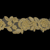Yaya Han Metallic Corded Embroidered Lace Trim - Gold Fae Floral Vine, 2.5" - Cosplay Collection
