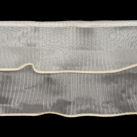 Yaya Han 2 Tier Pleated Crystal Organza Trim - Ivory, 4" - Cosplay Collection