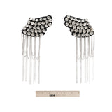 Yaya Han Rhinestones and Spikes Shoulder Epaulettes with Metal Chain Fringe - London Punk Silver and Black, 8.5" x 4.25" - Cosplay Collection