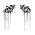 Yaya Han Rhinestones and Spikes Shoulder Epaulettes with Metal Chain Fringe - London Punk Silver and Black, 8.5" x 4.25" - Cosplay Collection