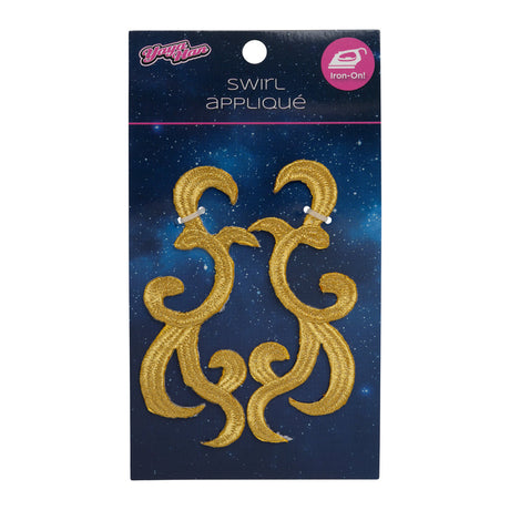 Yaya Han Iron-On Metallic Embroidered Applique Pair - Gold Swirls, 4.25" x 3.25" - Cosplay Collection