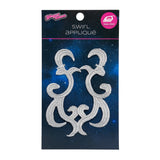 Yaya Han Iron-On Metallic Embroidered Applique Pair - Silver Swirls, 4.25" x 3.25" - Cosplay Collection