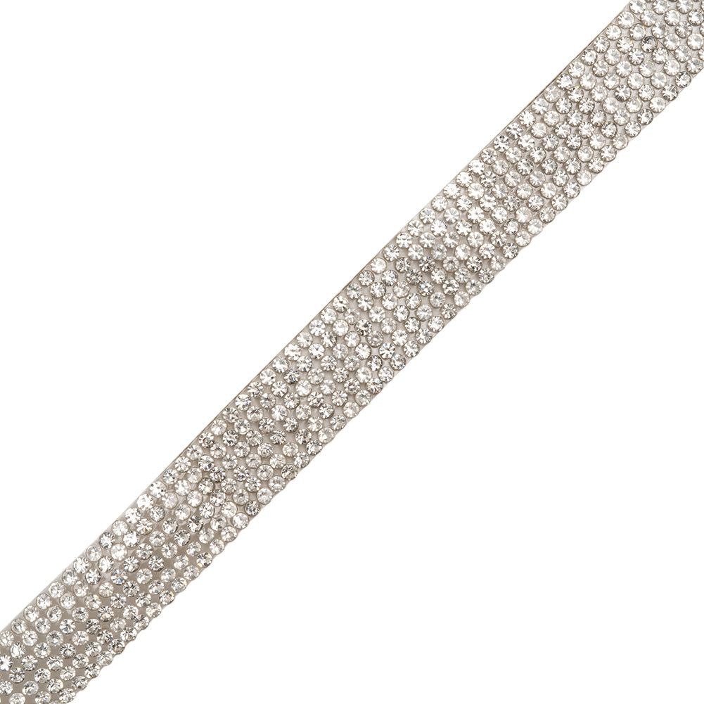 Yaya Han Iron-On Rhinestone Trim - 6-Row Silver Crystal, 0.5" - Cosplay Collection