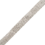 Yaya Han Iron-On Rhinestone Trim - 6-Row Silver Crystal, 0.5" - Cosplay Collection
