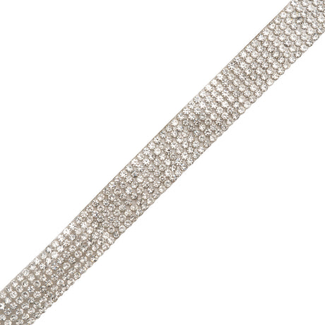 Yaya Han Iron-On Rhinestone Trim - 6-Row Silver Crystal, 0.5" - Cosplay Collection