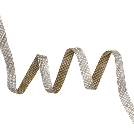 Yaya Han Iron-On Rhinestone Trim - 6-Row Silver Crystal, 0.5" - Cosplay Collection