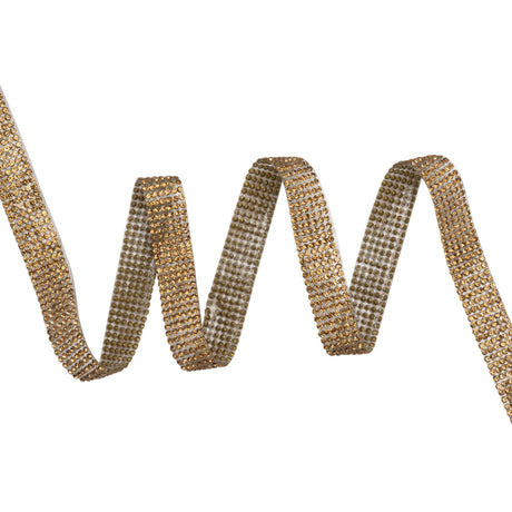 Yaya Han Iron-On Rhinestone Trim - 6-Row Gold, 0.5" - Cosplay Collection
