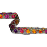 Yaya Han Chenille Embroidered Trim - Beige and Multicolor Teardrops, 1.625" - Cosplay Collection