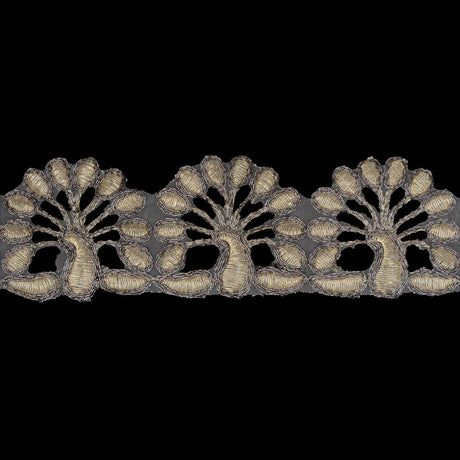 Yaya Han Metallic Embroidered Trim - Gold Peacocks, 2.5" - Cosplay Collection