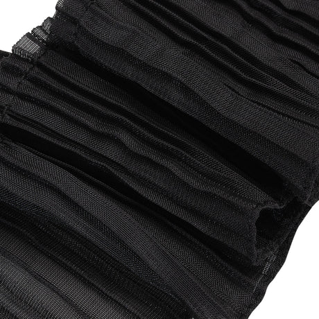 Yaya Han Pleated Ruffle Trim - Black, 3" - Cosplay Collection