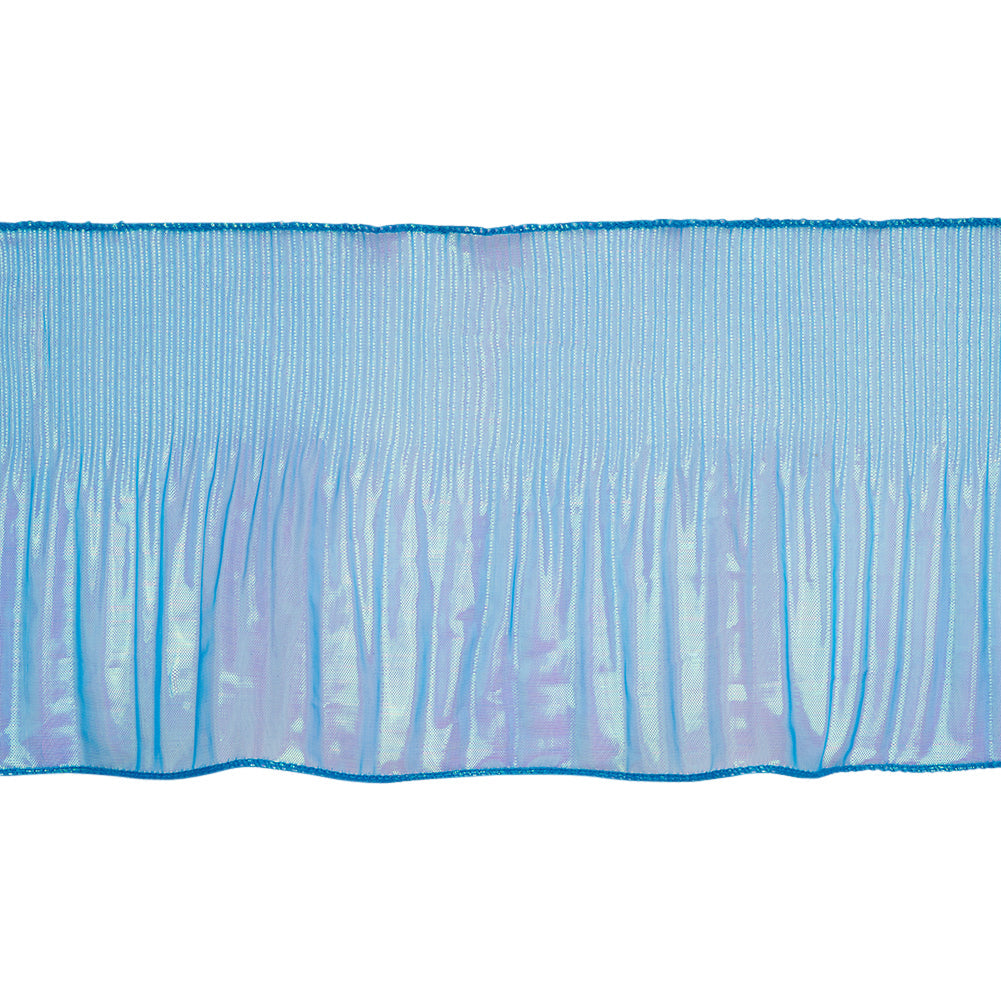 Yaya Han Pleated Ruffle Organza Trim - Mermaid Blue and Green Iridescent, 5.5"