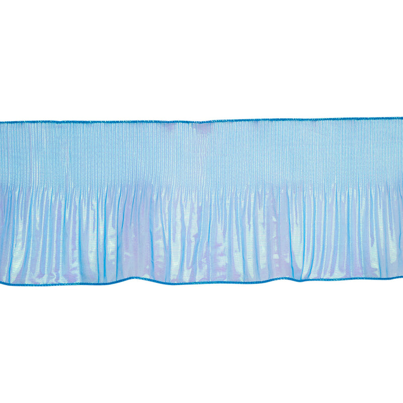 Yaya Han Pleated Ruffle Organza Trim - Mermaid Blue and Green Iridescent, 5.5"