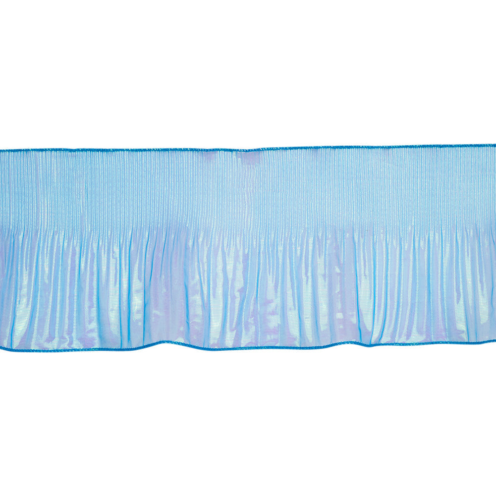 Yaya Han Pleated Ruffle Organza Trim - Mermaid Blue and Green Iridescent, 5.5"