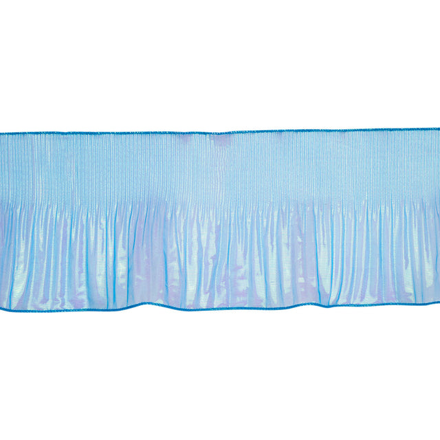 Yaya Han Pleated Ruffle Organza Trim - Mermaid Blue and Green Iridescent, 5.5"