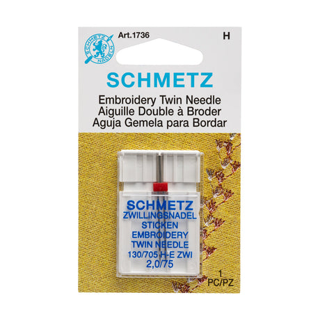 Schmetz Double Embroidery Twin Machine Needle - 2.0/75 - 1 ct