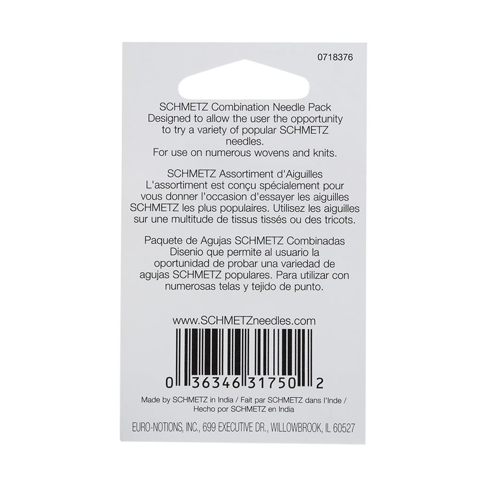 Schmetz Machine Needles Combination Pack - Universal, Stretch and Denim Assorted Sizes - 9 ct