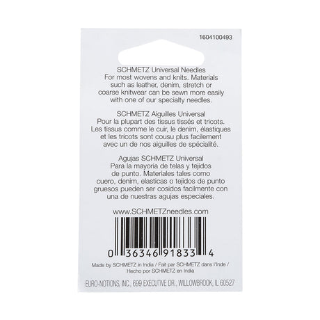 Schmetz Universal Machine Needles - 80/12 - 10 ct