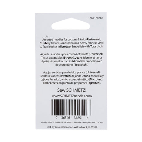 Schmetz Costume Pack Machine Needles - Assorted Sizes and Types - 10 ct