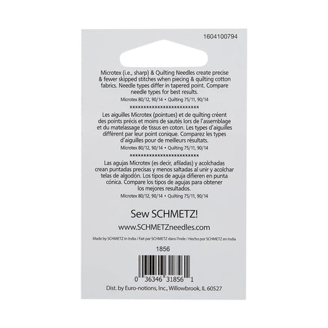 Schmetz Piecing and Quilting Machine Needles - Assorted Sizes and Types - 5 ct