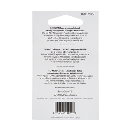 Schmetz Chrome Embroidery Machine Needles - 90/14 - 5 ct