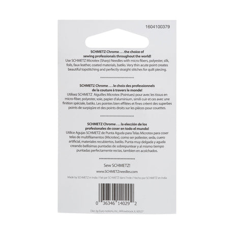 Schmetz Chrome Microtex Sharp Machine Needles - 70/10 - 5 ct