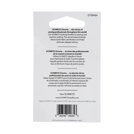 Schmetz Chrome Quilting Machine Needles - 75/11 - 5 ct