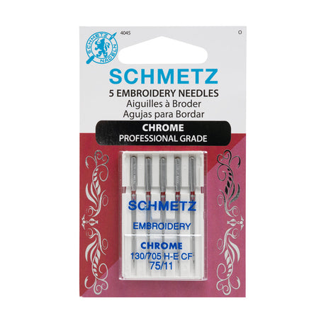 Schmetz Chrome Embroidery Machine Needles - 75/11 - 5 ct