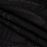 Metallic Polyester and Acetate Brocade - Black on Black Bunches of Leaves