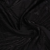 Metallic Polyester and Acetate Brocade - Black on Black Bunches of Leaves