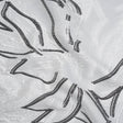 Metallic Polyester and Acetate Brocade - Silver, Charcoal and White Abstracted Flower Outlines
