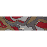 Metallic Rayon and Polyester Burnout Brocade - Tan, Red and Dusty Blue Soft Geometric Abstract