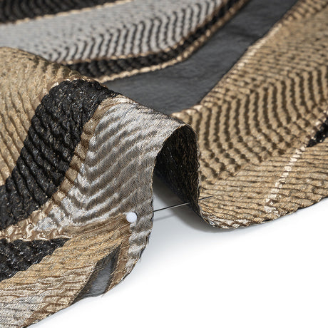 Metallic Rayon and Polyester Burnout Brocade - Gold, Gray and Black Soft Geometric Abstract