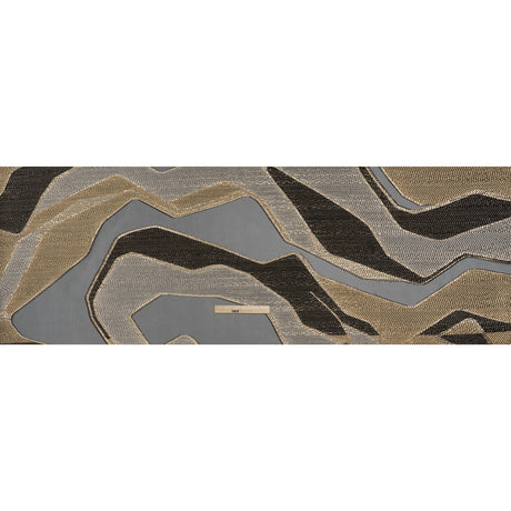 Metallic Rayon and Polyester Burnout Brocade - Gold, Gray and Black Soft Geometric Abstract