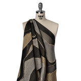 Metallic Rayon and Polyester Burnout Brocade - Gold, Gray and Black Soft Geometric Abstract