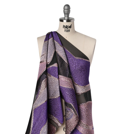 Metallic Rayon and Polyester Burnout Brocade - Orchid, Purple and Rose Gold Soft Geometric Abstract