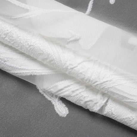 Metallic Polyester and Rayon Burnout Brocade - White Big Flowers